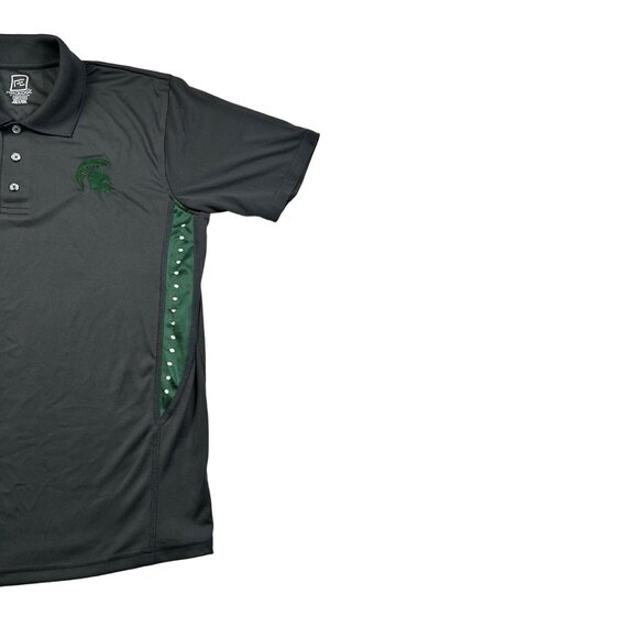 Pro Edge Shirt Men's S/S MICHIGAN STATE SPARTANS Polo Gray Green White Lg - Picture 4 of 10